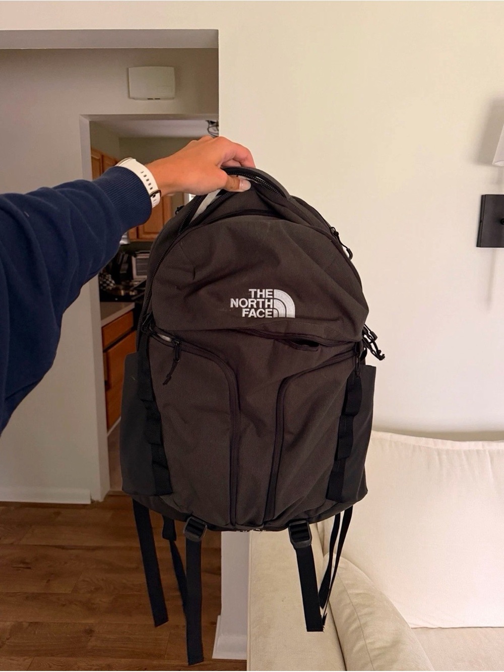 The North Face Black Men's Backpack with White Logo